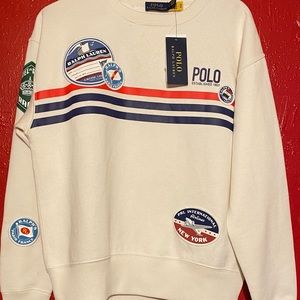 Polo Ralph Lauren Women Aviation Aviator Patches Creamy White Sweatshirt S